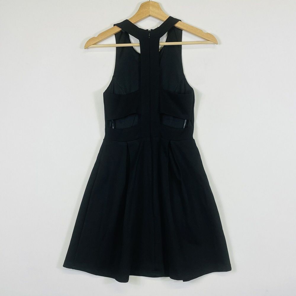 Lulus Mini Dress Womens XS Black Open Back Sleeveless Fit Flare Ponte Stretch - Picture 5 of 7